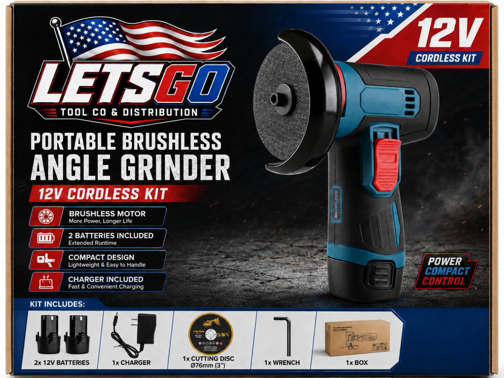 LETSGO cordless brushless angle grinder kit