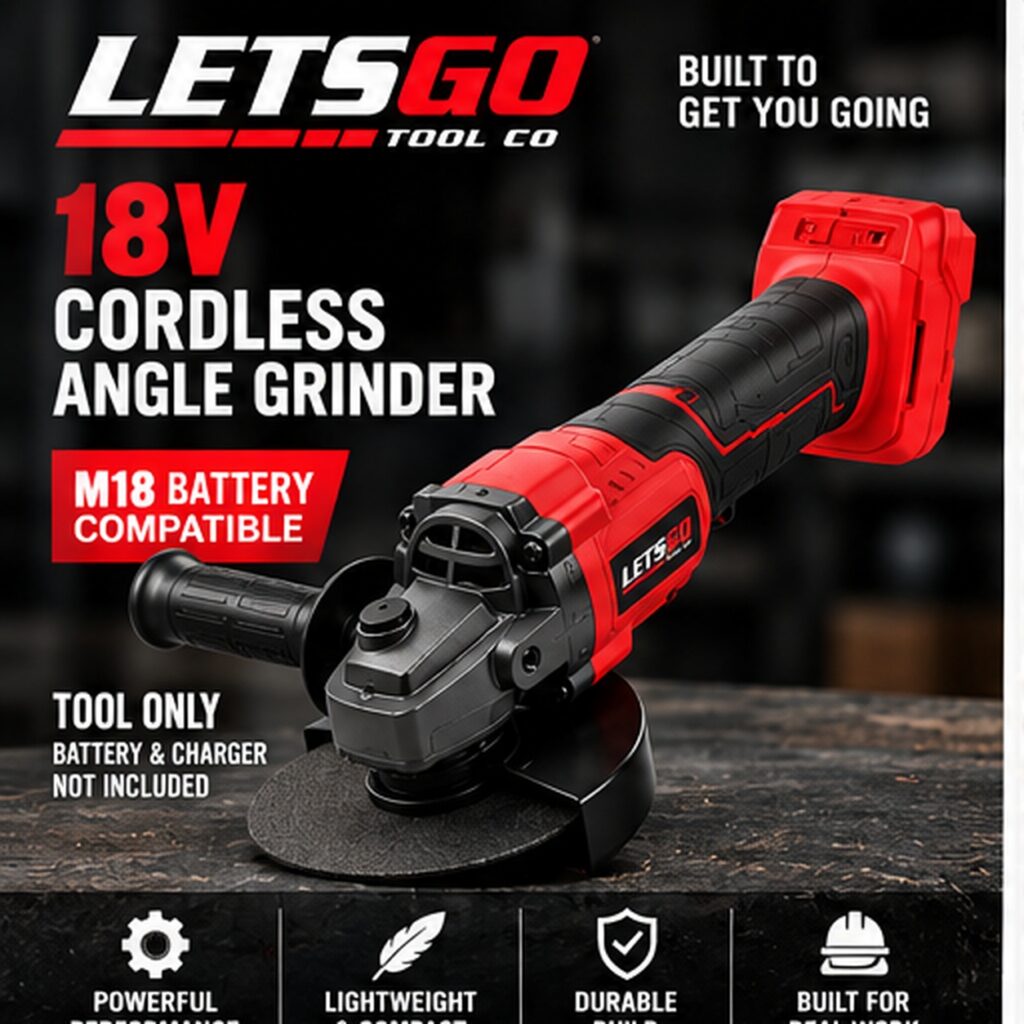 LETSGO 18V brushless cordless angle grinder basic 9000 RPM M18 battery compatible tool only