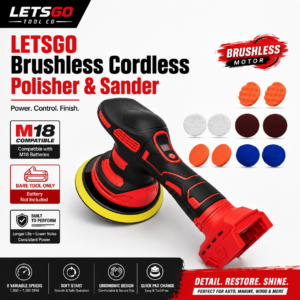 LETSGO 6 inch brushless cordless polisher and sander compatible with Milwaukee M18 batteries