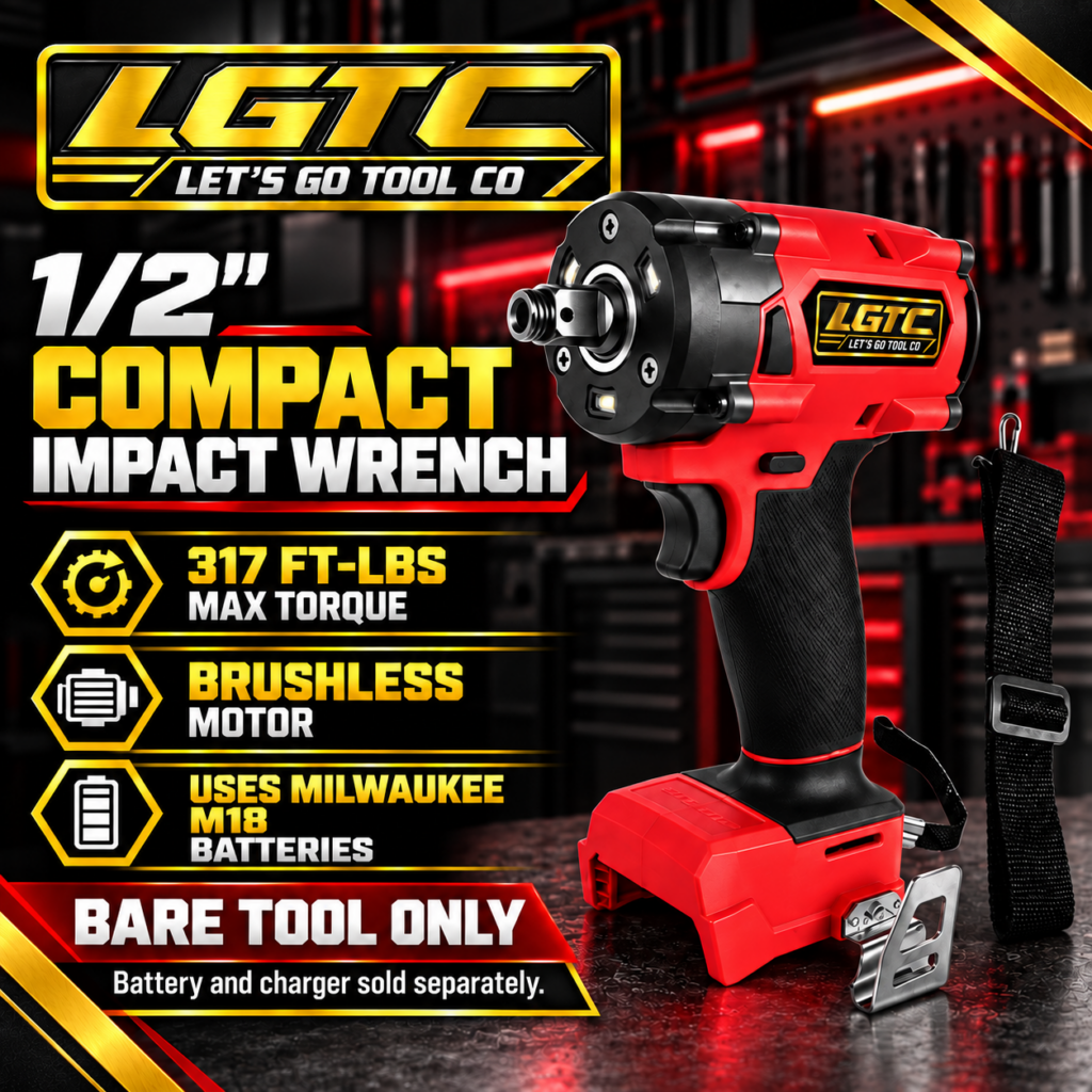 LETSGO 1/2" Compact Brushless Impact Wrench – 332 FT-LBS – Milwaukee M18 Battery Compatible – Bare Tool