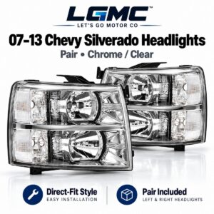 2007-2013 Chevy Silverado chrome clear headlights pair