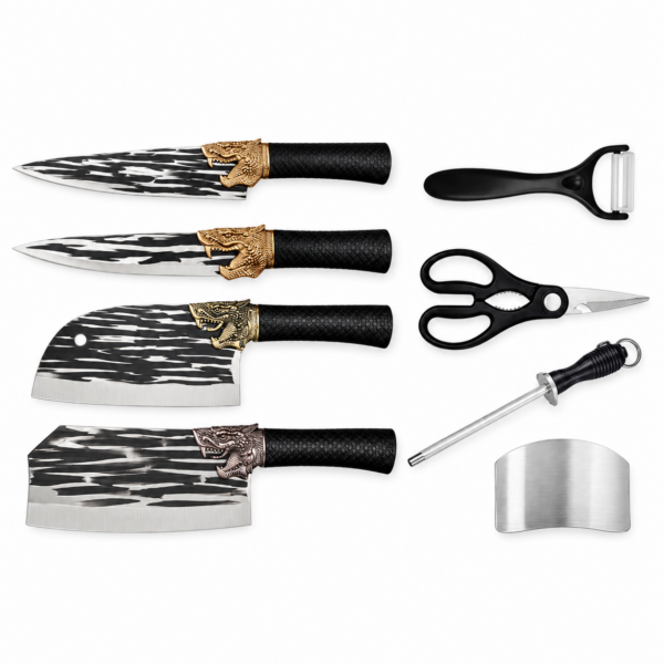 8-Piece Dragon-Handle Knife Set