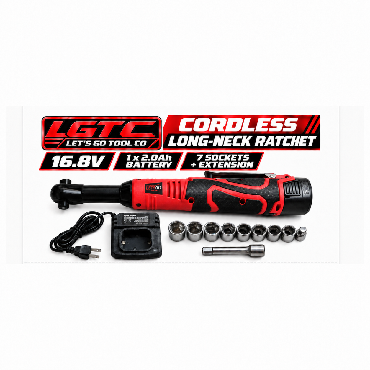 LGTC 16.8V cordless long-neck ratchet kit in red